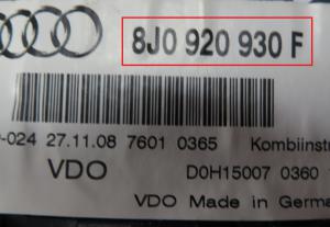 Audi - TT 8J vanaf 2006 Tellerpaneel reparatie