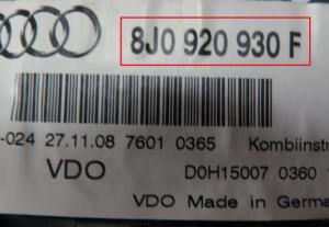 Audi - TT 8J vanaf 2006 Tellerpaneel reparatie