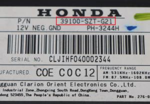 Honda - CR-Z vanaf 2010 Radio CD-Speler reparatie