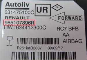 Renault - Mégane 4 vanaf 2016 Airbagmodule reparatie