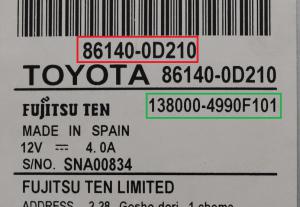 Toyota - Yaris 3de gen. facelift va 2014 Navigatietoestel reparatie
