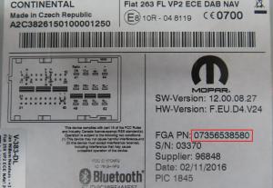 Fiat - Doblo 2 facelift vanaf 2015 Navigatietoestel reparatie